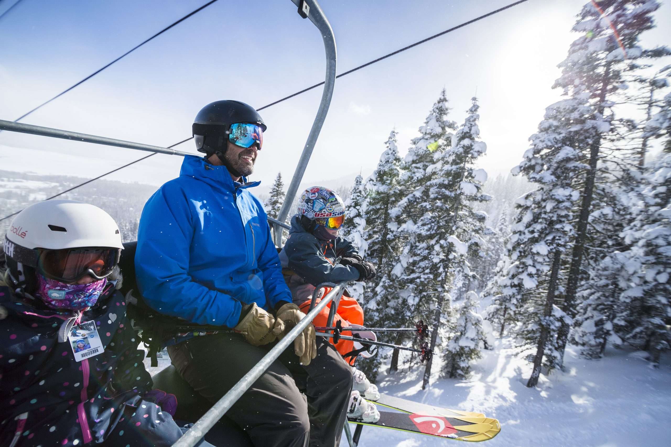 Family on a ski lift